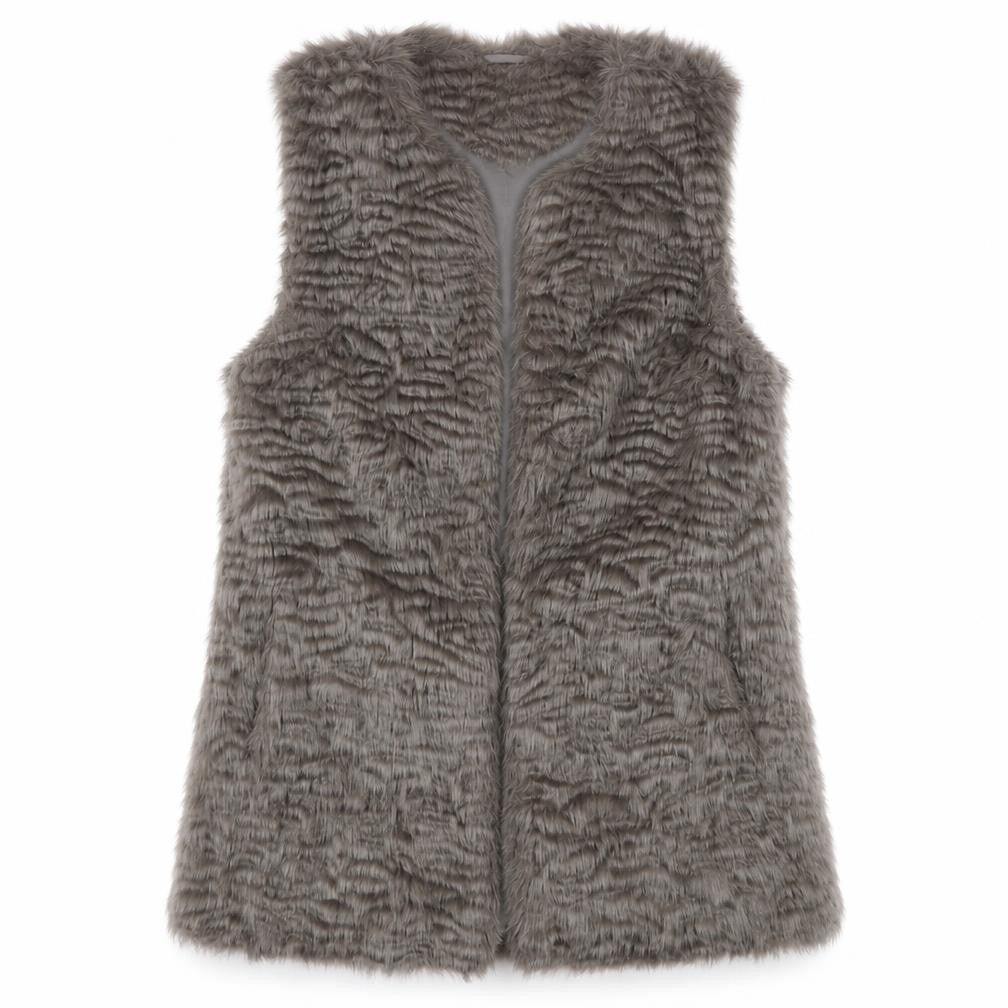 New Look Women's Grey Faux Fur Waistcoat Size 10