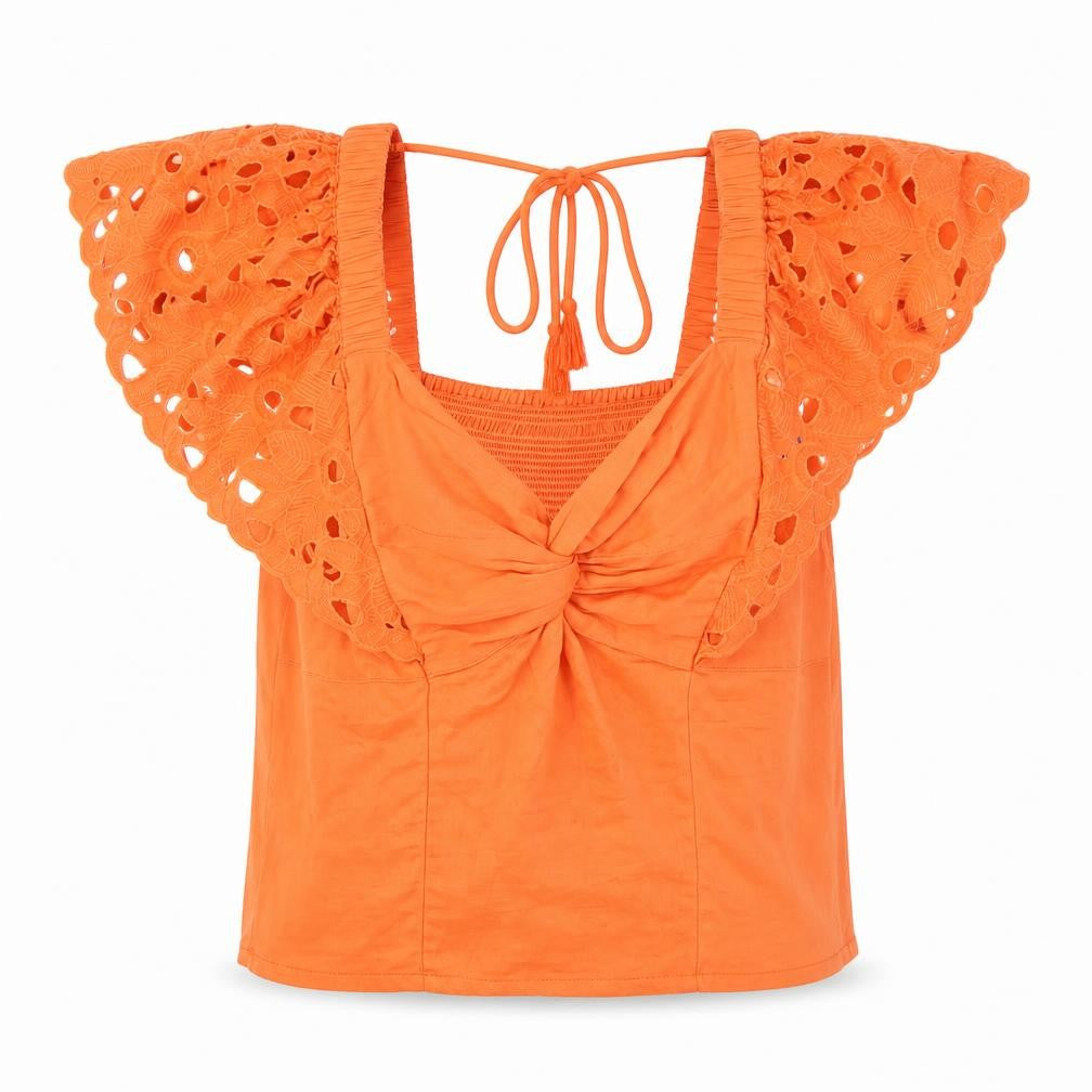 Lipsy Women’s Orange Cropped Blouse, Size 12