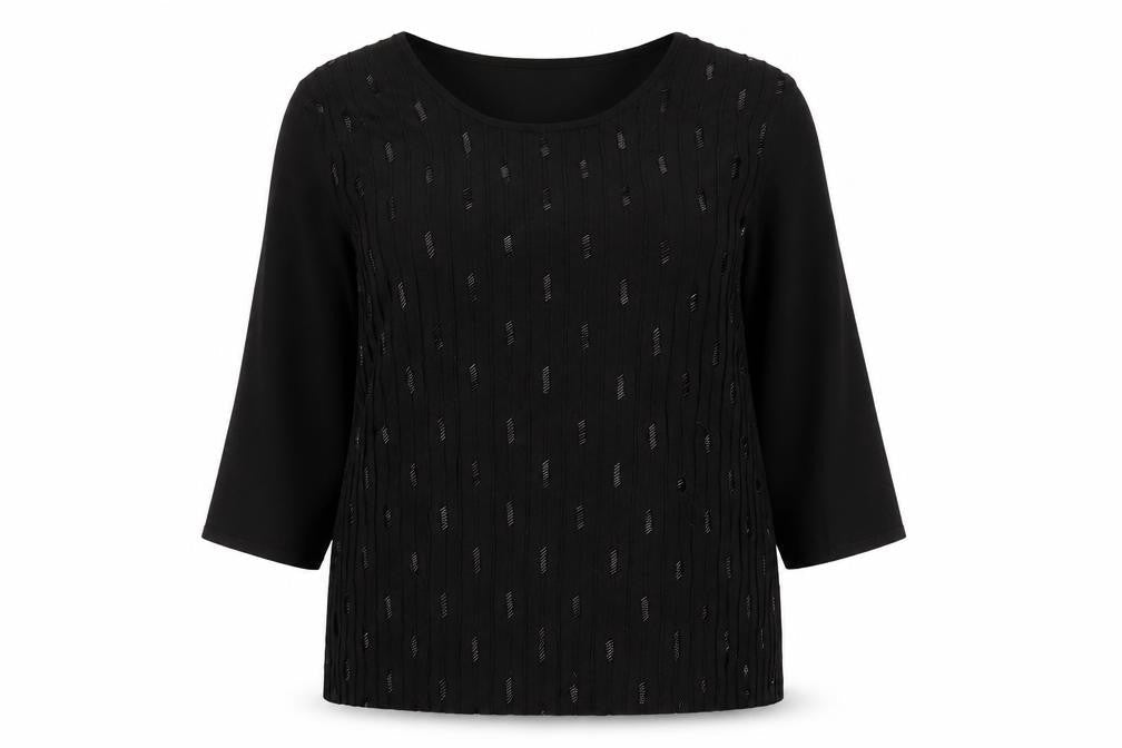 Windsmoor Women's Black 3/4 Sleeve Top, Size L