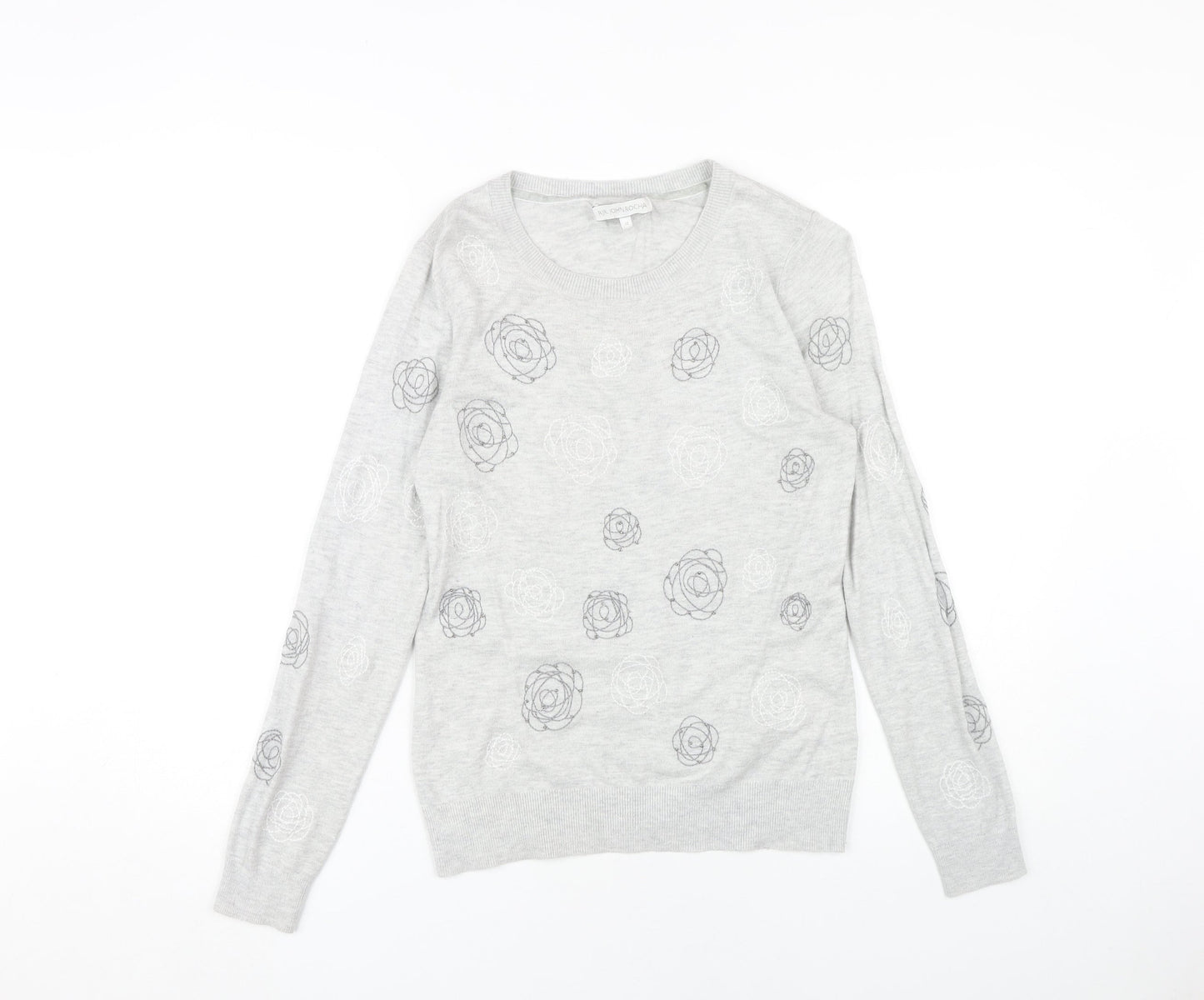RJR John Rocha Women's Grey Floral Pullover Jumper, Size 12