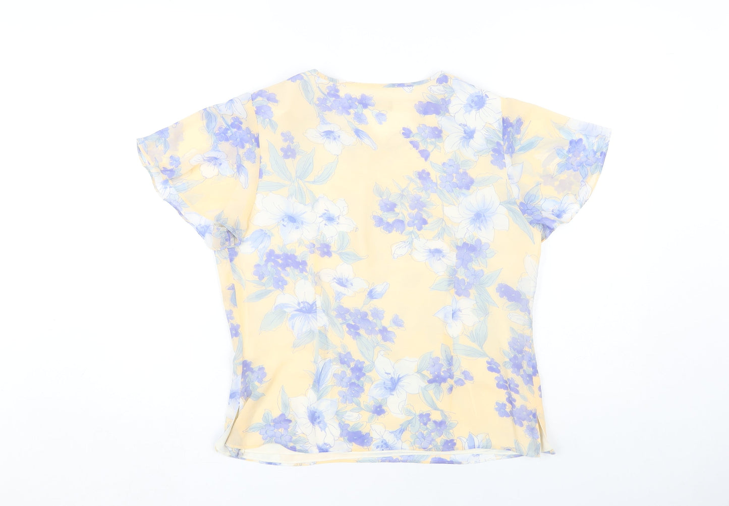 Jacques Vert Women’s Yellow Floral Chiffon Blouse Size 12