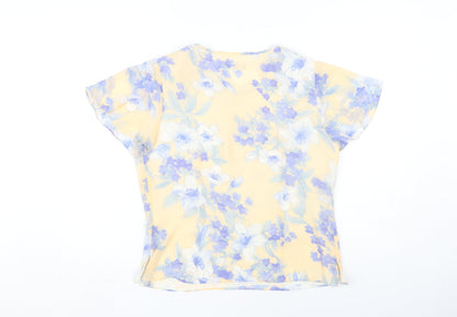 Jacques Vert Women’s Yellow Floral Chiffon Blouse Size 12