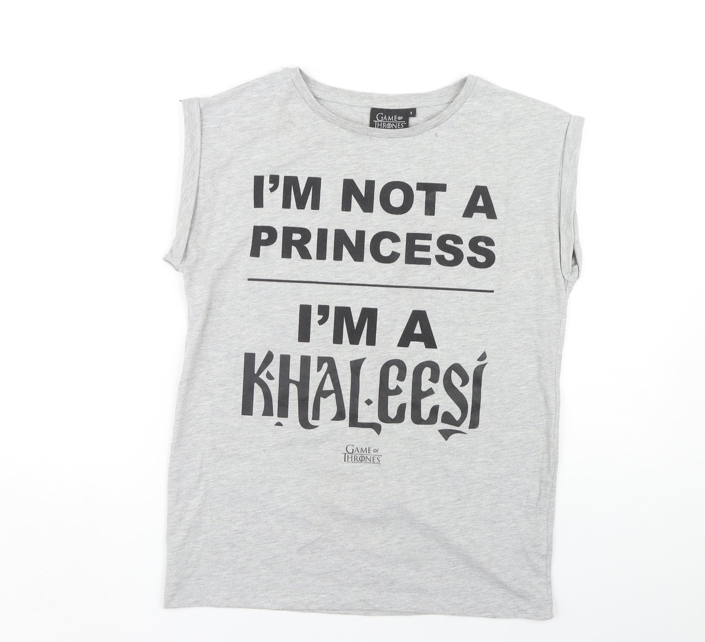 Game of Thrones Women's Grey T-Shirt, Size 8, Sleeveless