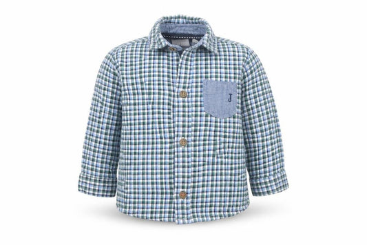 Front view of Jasper Conran Junior boys’ multicoloured check button-up 6-9m