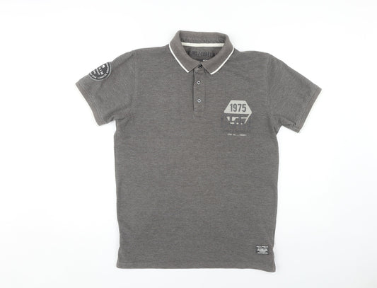 Jack & Jones Men's Grey Polo Shirt, Short Sleeve Casual