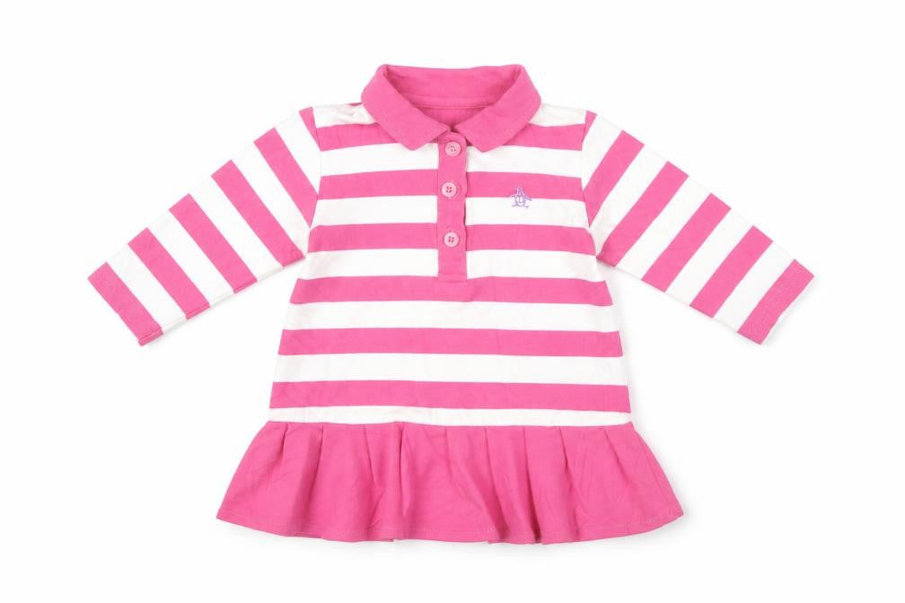 An Original Penguin Pink Striped Unisex Baby Dress, 3-6 M