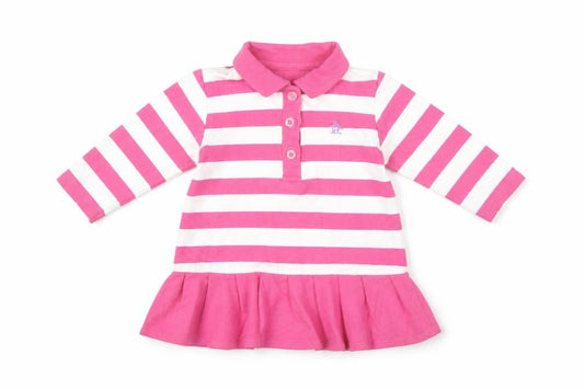 An Original Penguin Pink Striped Unisex Baby Dress, 3-6 M