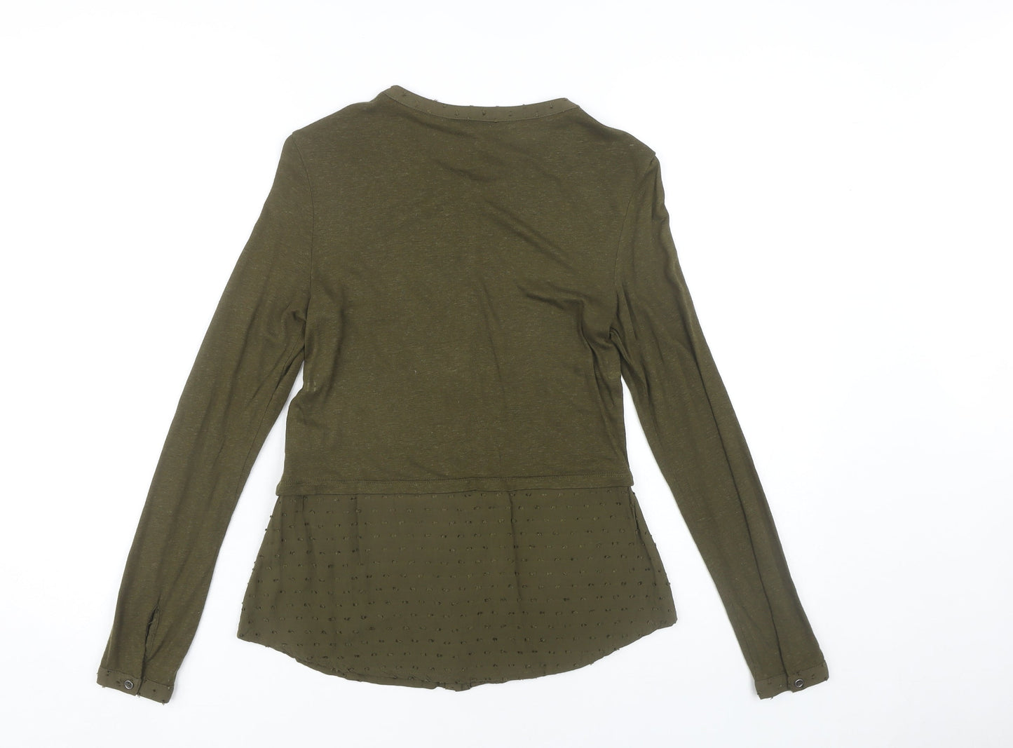 White Stuff Green Button-Up Top UK 6 Long Sleeve