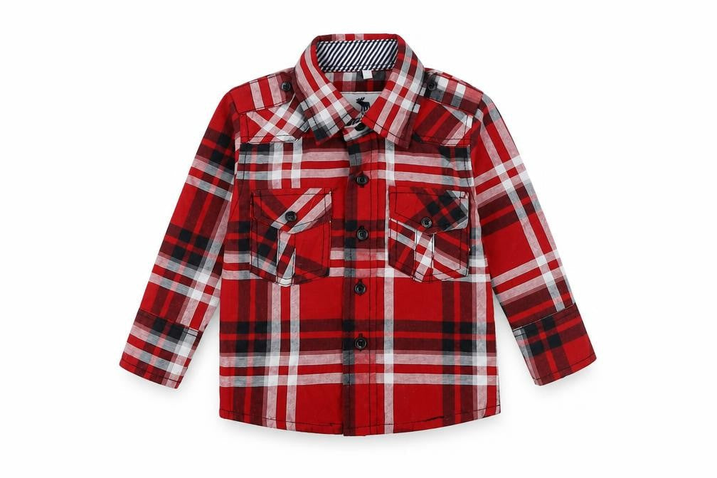 Abercrombie & Fitch Boys Red Plaid Cotton Button-Up Shirt M