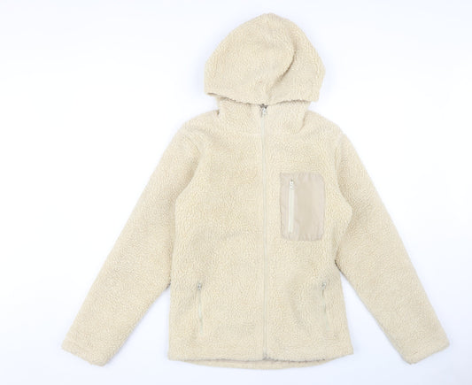 Kangaroo Poo Girls Beige Hooded Jacket 13 Years Casual Winter