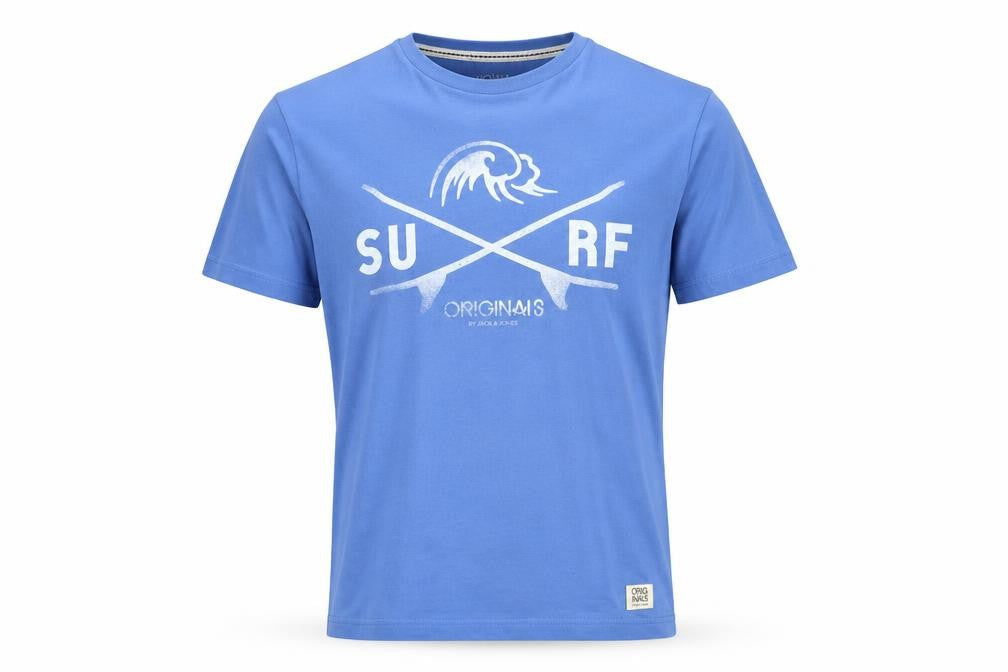 Jack & Jones Men's Blue Surf Graphic T-Shirt Size S