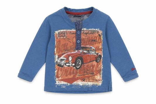 Front view of Ben Sherman boys’ blue car print t-shirt 6-12 months