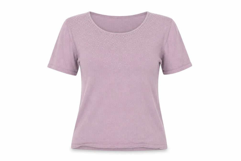 Eastex Women's Pink Beaded T-Shirt - Size 10