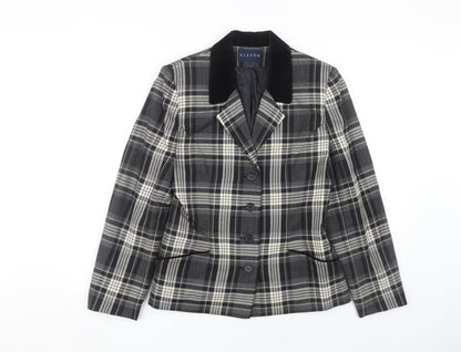 Alexon Women's Plaid Wool Jacket, Black/Grey, Size 10