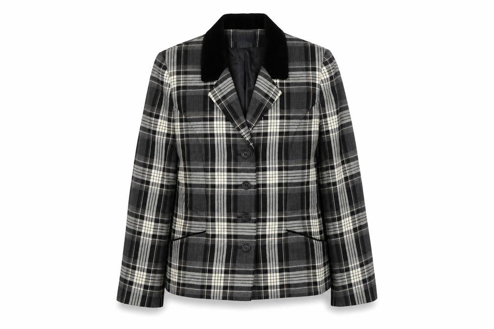 Alexon Women's Plaid Wool Jacket, Black/Grey, Size 10