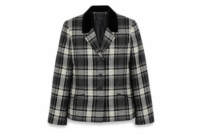 Alexon Women's Plaid Wool Jacket, Black/Grey, Size 10
