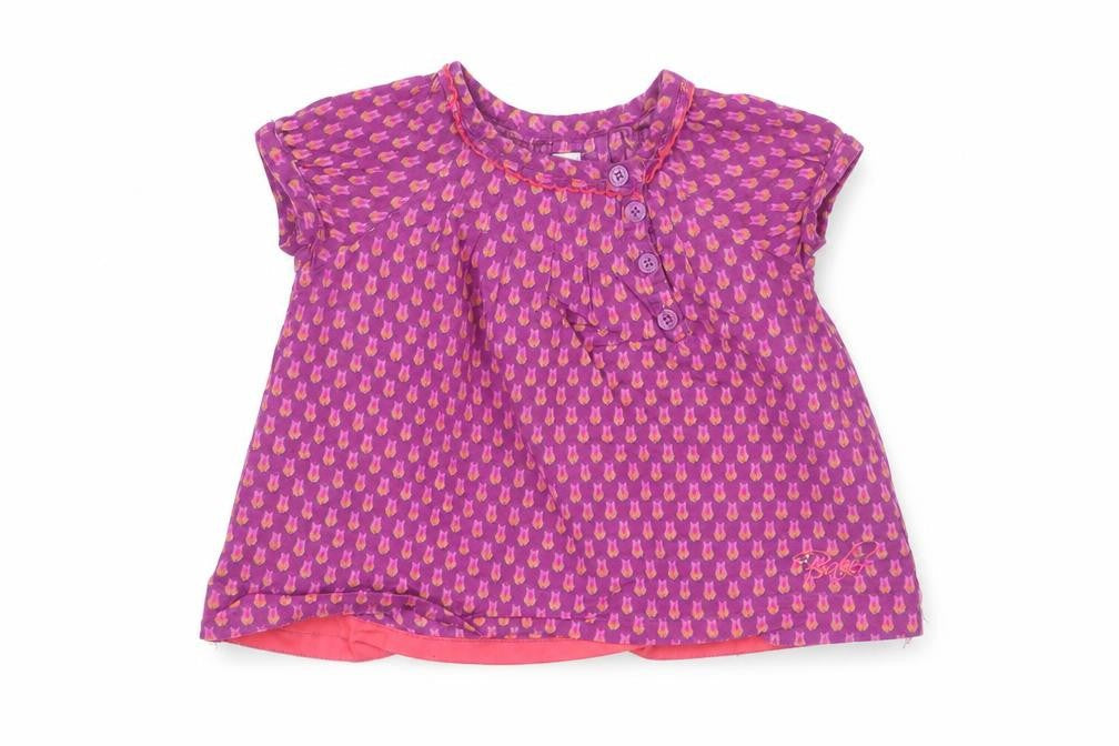Ted Baker Girls Purple Blouse 3-6 Months Short Sleeve