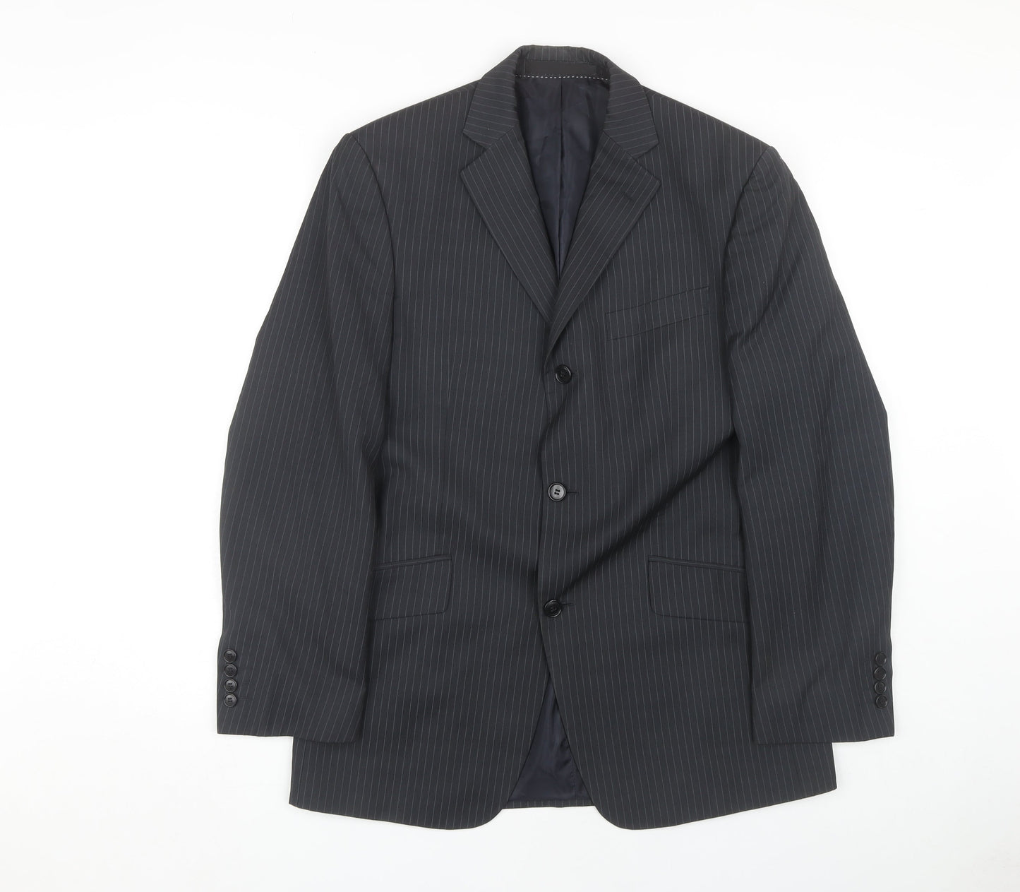Moss Men's Grey Striped Blazer, Medium Regular Fit