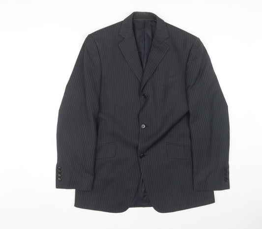 Moss Men's Grey Striped Blazer, Medium Regular Fit