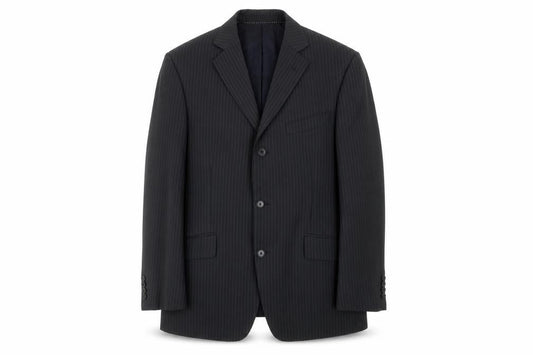 Moss Men's Grey Striped Blazer, Medium Regular Fit