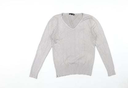 Caroline Morgan Women's Grey V-Neck Pullover Jumper Size 14