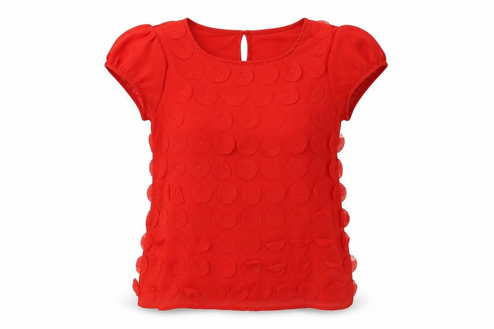 Ted Baker Red Teen Blouse - Cap Sleeve, Round Neck