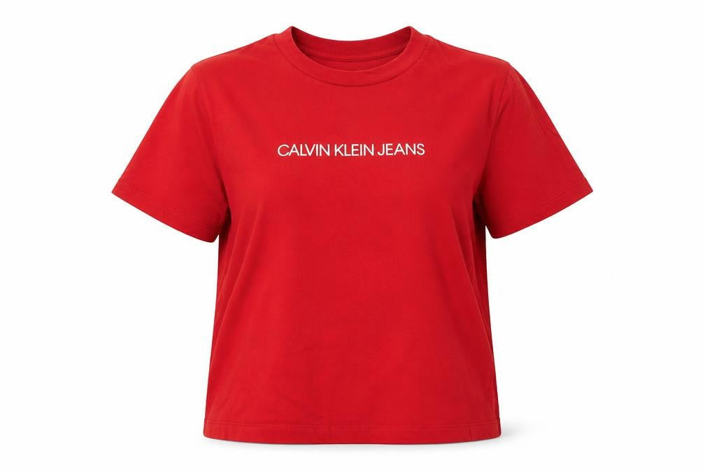 Calvin Klein Jeans Women Red S Cotton T-Shirt