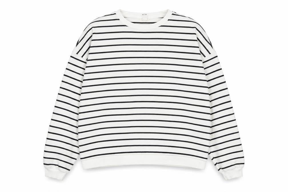 In Other Words Women's Black and White Striped XS Pullover Sweatshirt