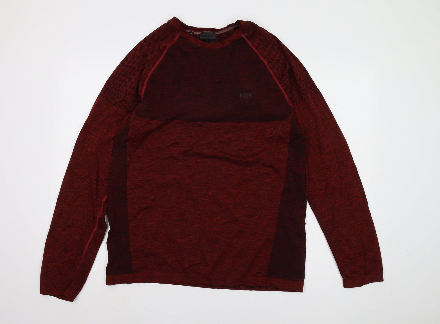 MP Men's Red Long Sleeve T-Shirt, Crew Neck