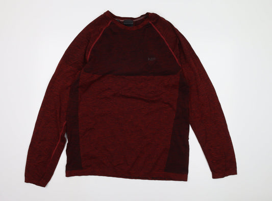 MP Men's Red Long Sleeve T-Shirt, Crew Neck