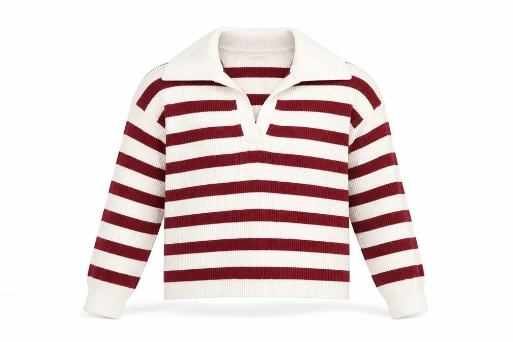MNG Men's Red Striped Pullover Jumper, Size S