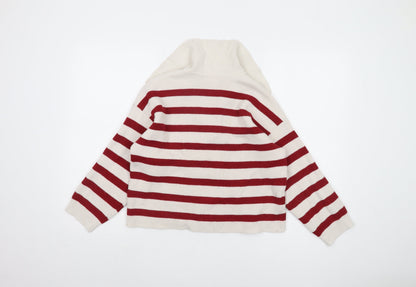Mango Men's Red Striped Pullover Jumper, Size S