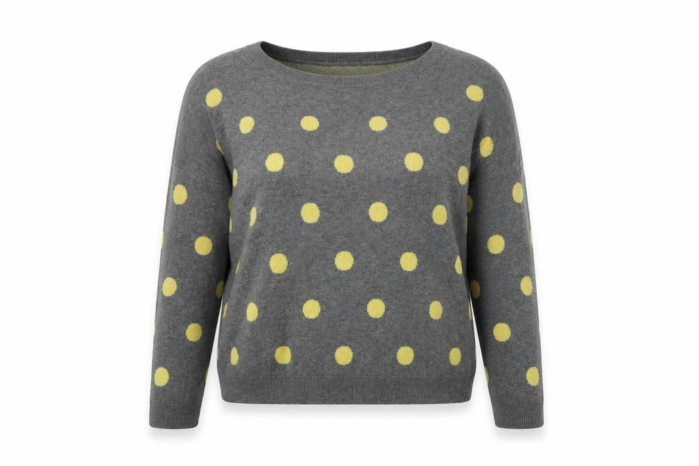 If It Were Me Women's Grey Polka Dot Jumper - UK L