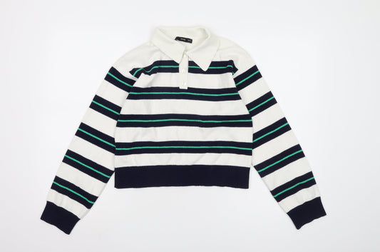 MNG Women's Multicoloured Collared Pullover Jumper S