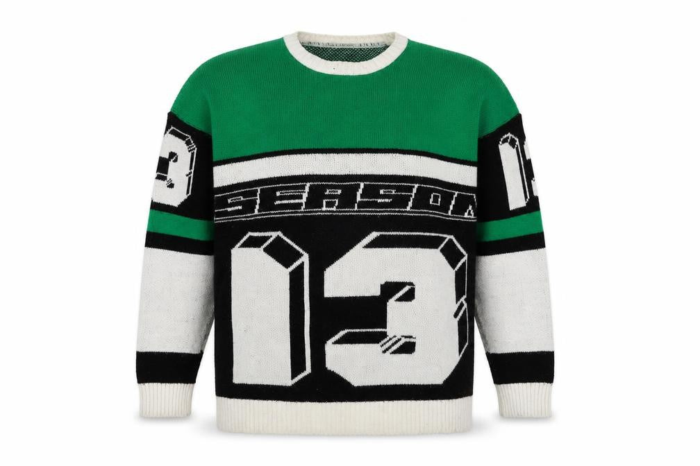 boohooMAN Men's Green Graphic Print Pullover Jumper M
