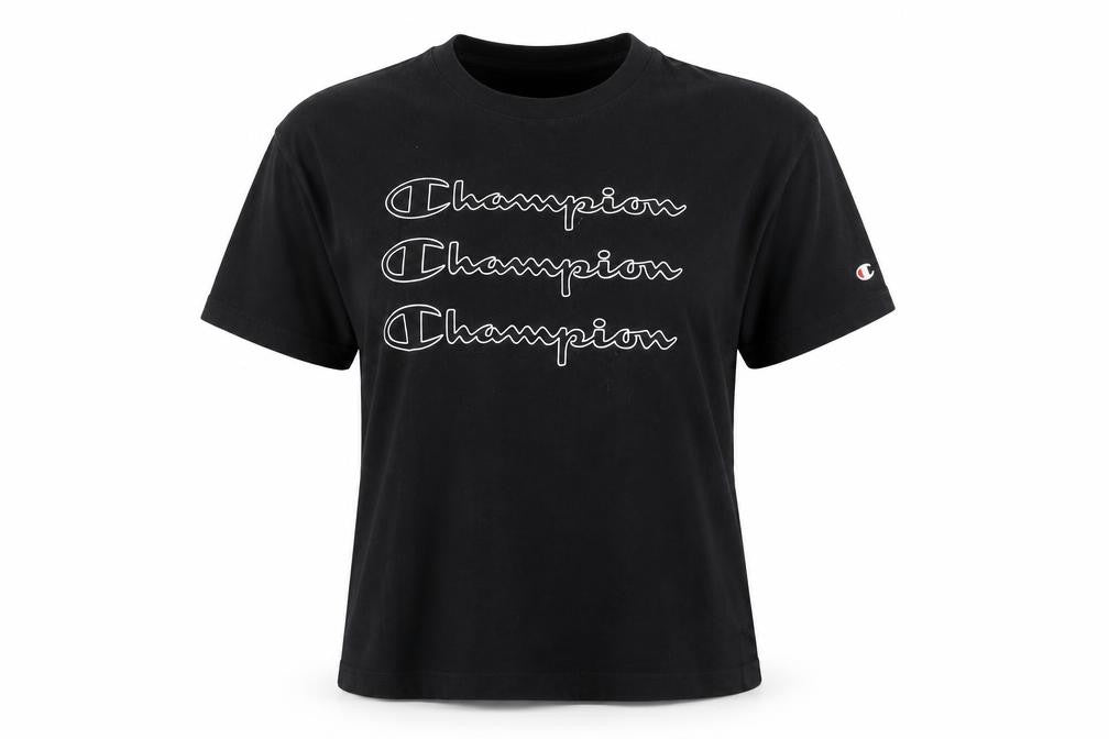 Champion Women's Black T-Shirt Size S Casual Crew Neck