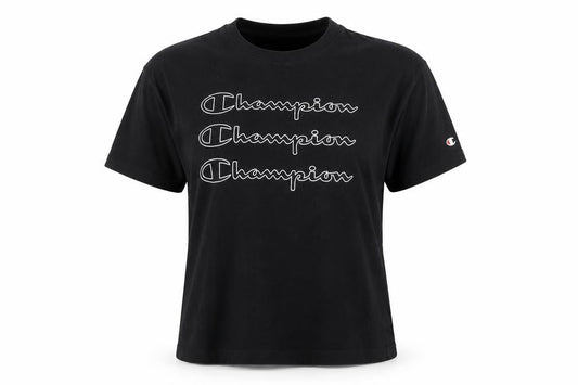 Champion Women's Black T-Shirt Size S Casual Crew Neck