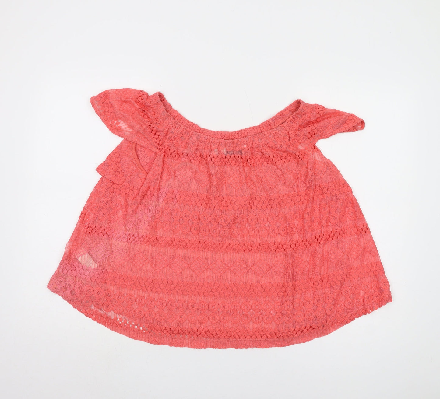 Next Women's Pink Lace Blouse Off Shoulder Size 12