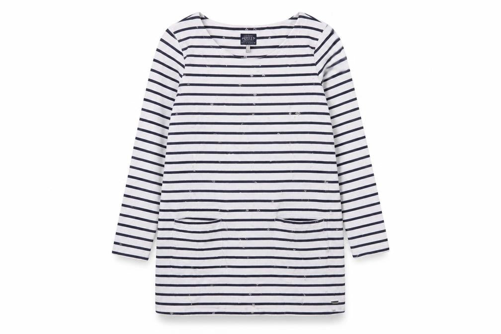Joules Women's Striped Long Sleeve Cotton Shift Dress