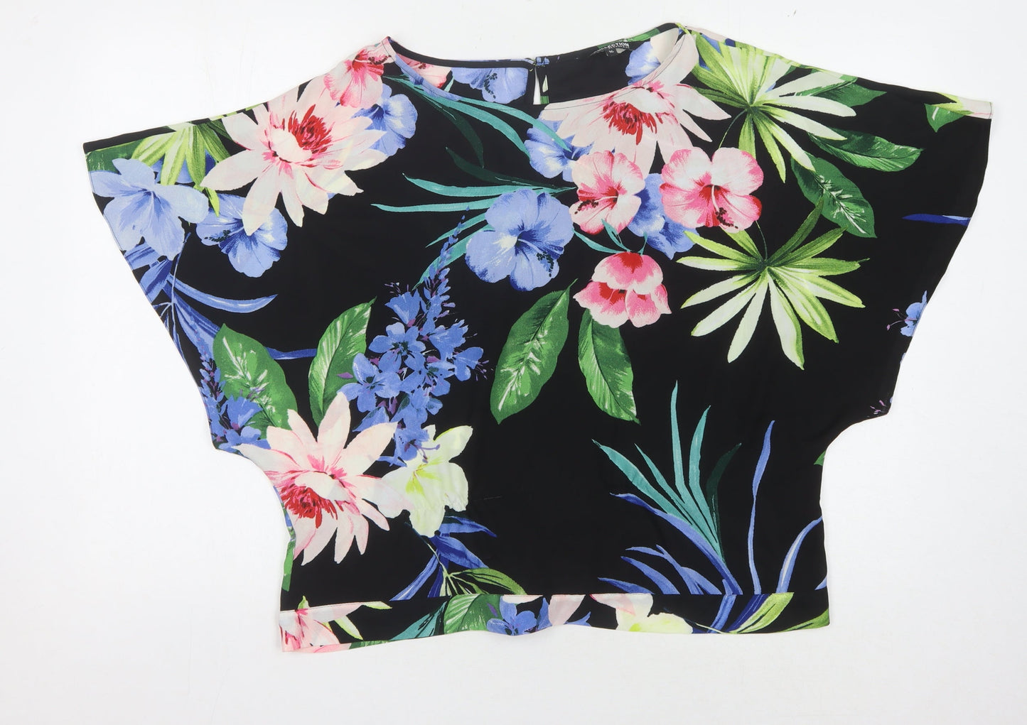 Debenhams Women's Floral Top, Black, Size 16, Relaxed Style