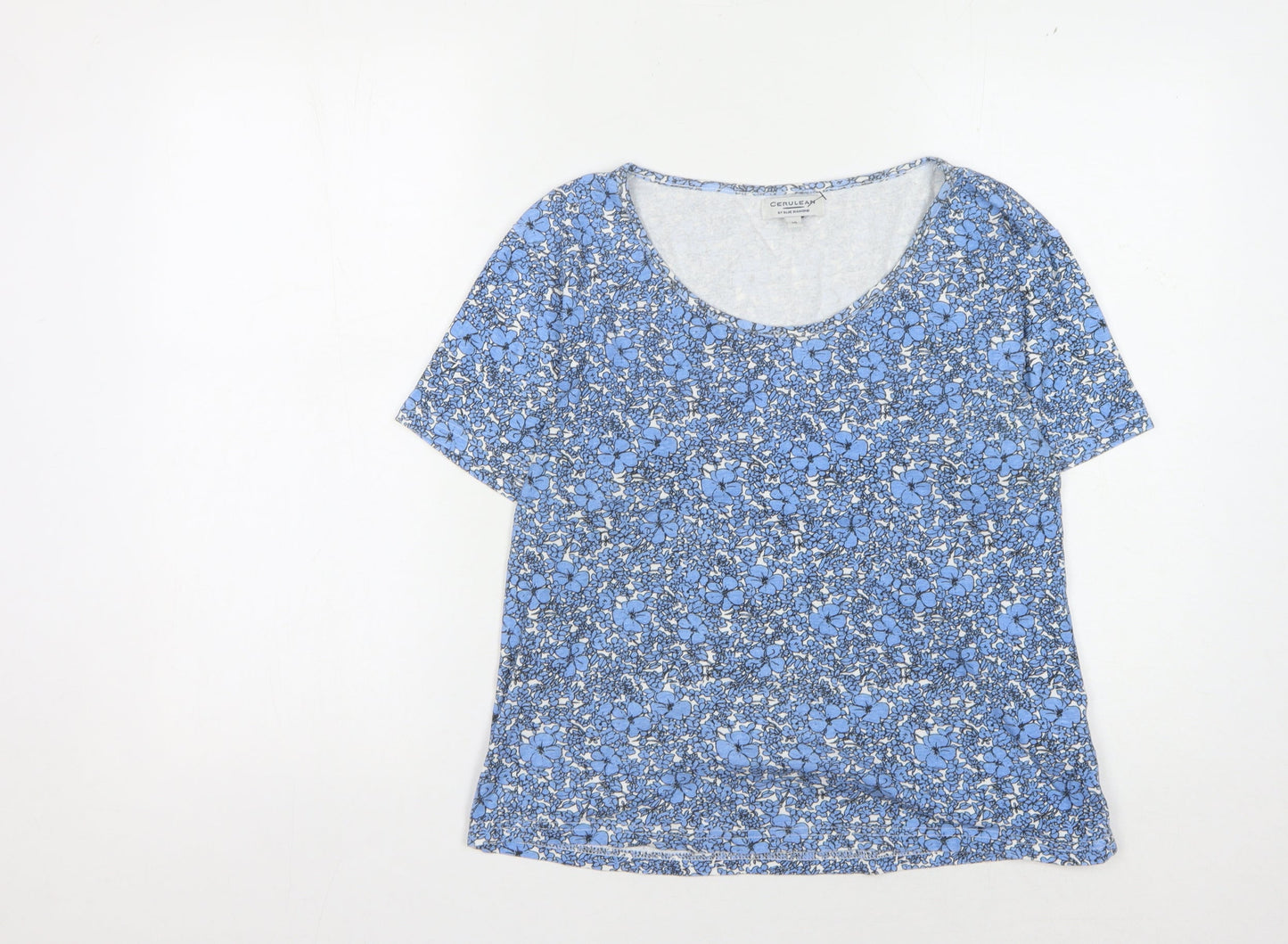 Cerulean Women's Blue Floral T-Shirt - Size 14