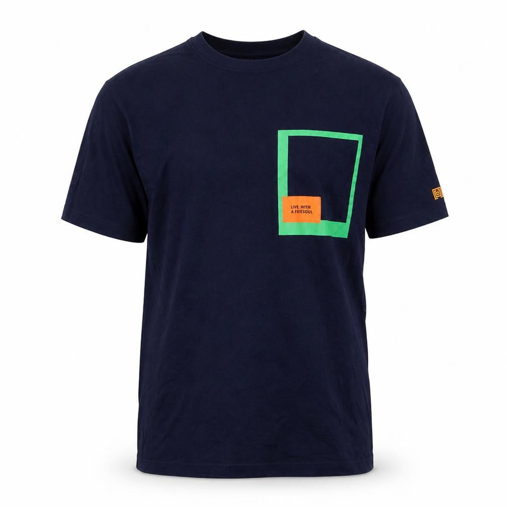 Free Soul Men's Blue Colourblock T-Shirt in S
