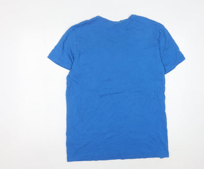 Back view of Adidas Men’s Blue Crew Neck T-Shirt, size L