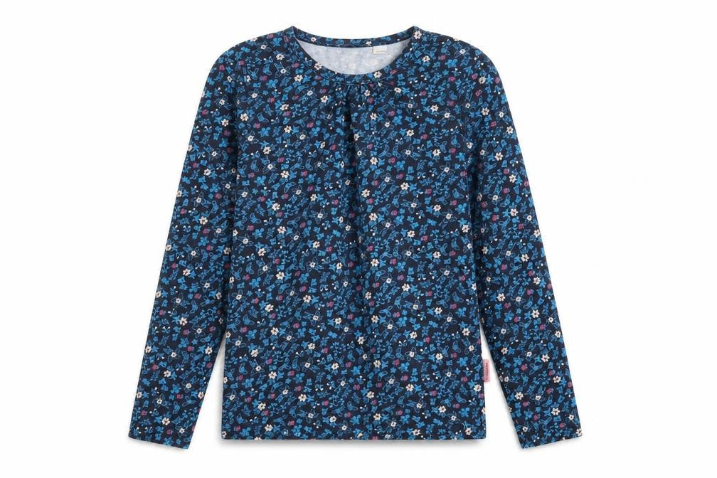 Trespass Girls' Floral Long Sleeve Top - Blue, 7-8 Years