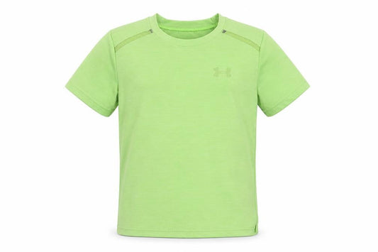 Front view of Under Armour boys’ green t-shirt, 6-7 years, athletic fit