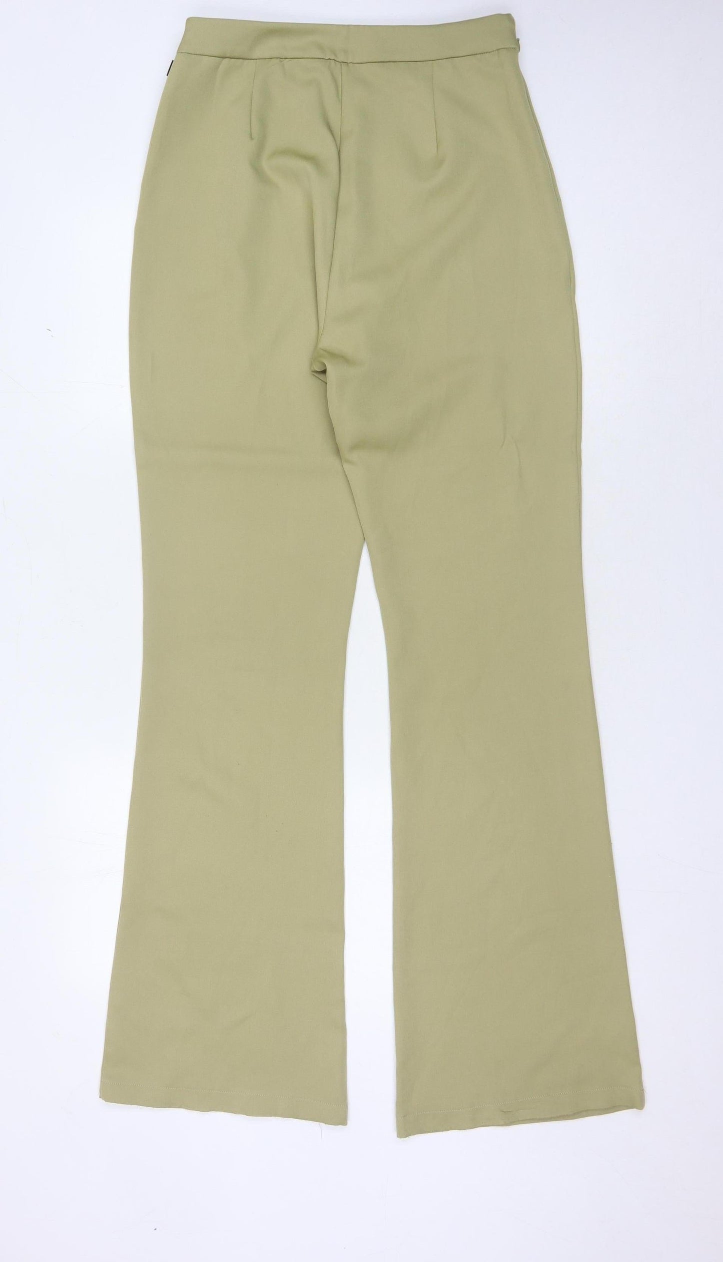 PrettyLittleThing Women's Green Flared Trousers Size 10