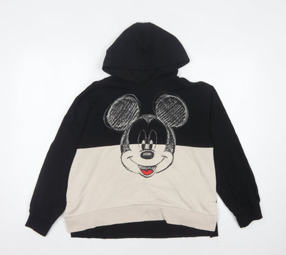 Front view of Disney at George girls’ black beige pullover hoodie 11-12 years