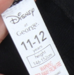 Close-up detail of Disney at George girls’ black beige pullover hoodie 11-12 years