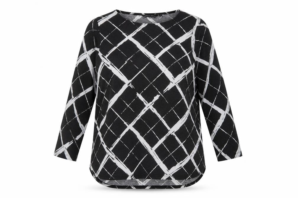 Capsule Women's Black Geometric Long Sleeve Top