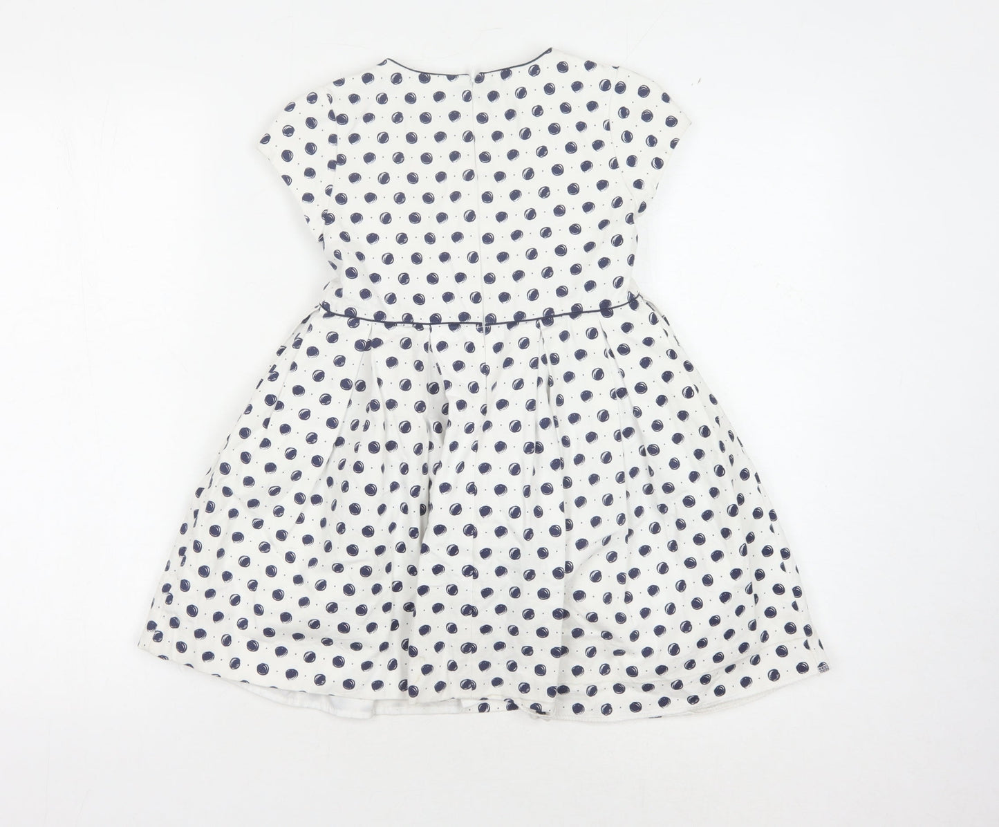 Mayoral Girls White Polka Dot Fit & Flare Dress - 7 Years